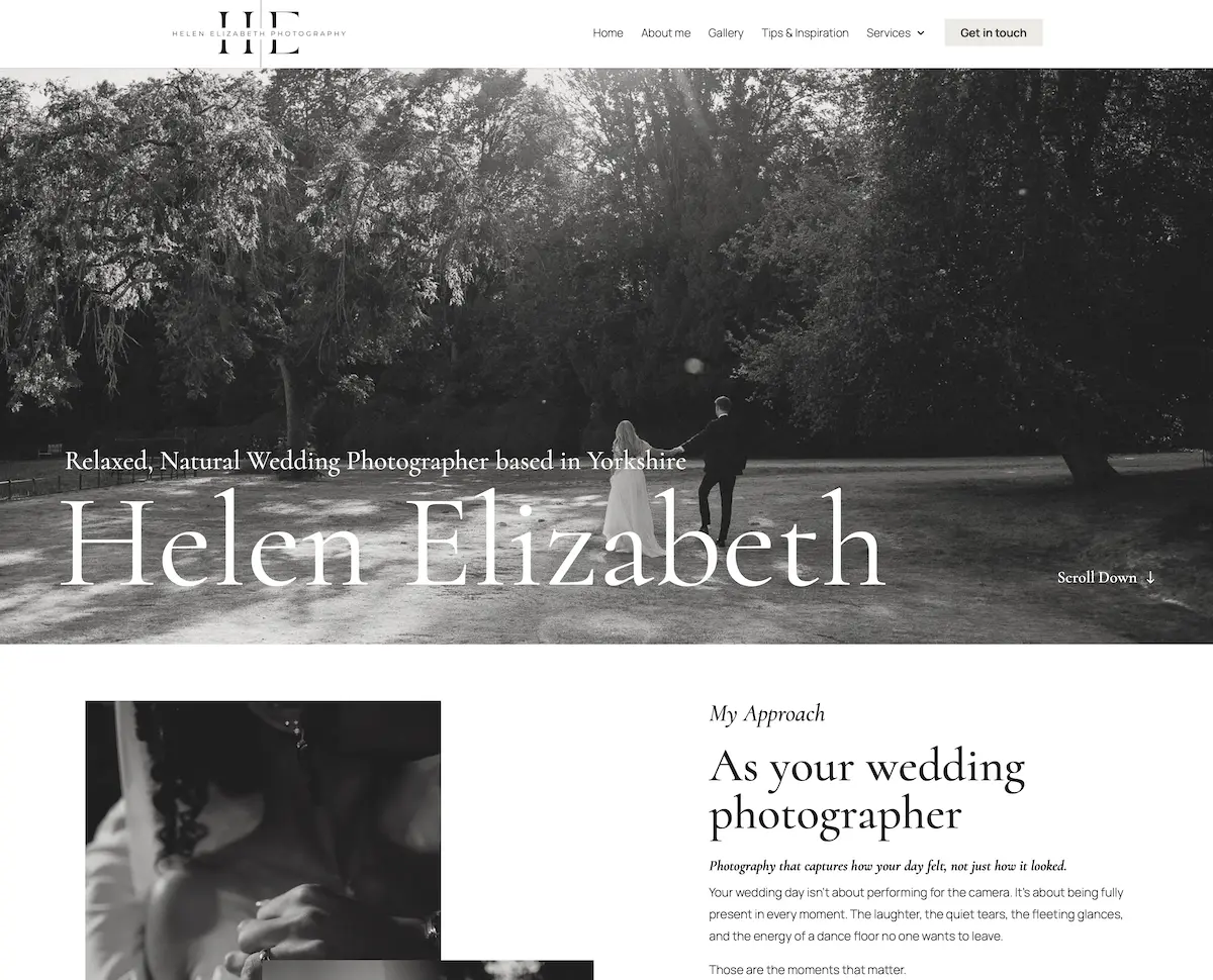 Helen Elizabeth Photography - Creative Photographer in South Yorkshire Helen Elizabeth Photography website featuring black-and-white wedding photography